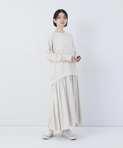 conges payes ADIEU TRISTESSE（コンジェ ペイエ アデュートリステス）の「ジャージコンビワンピース（ワンピース・レディース・チャコールグレー/アイボリー・FREE）」の3枚目の写真