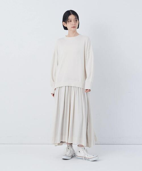 conges payes ADIEU TRISTESSE（コンジェ ペイエ アデュートリステス）の「ジャージコンビワンピース（ワンピース・レディース・チャコールグレー/アイボリー・FREE）」の6枚目の写真