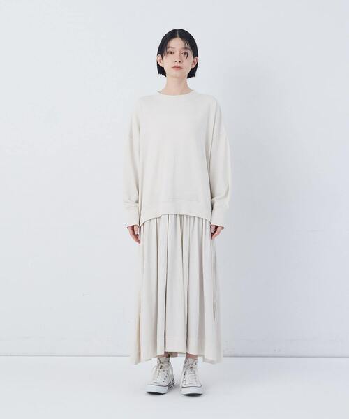 conges payes ADIEU TRISTESSE（コンジェ ペイエ アデュートリステス）の「ジャージコンビワンピース（ワンピース・レディース・チャコールグレー/アイボリー・FREE）」の7枚目の写真