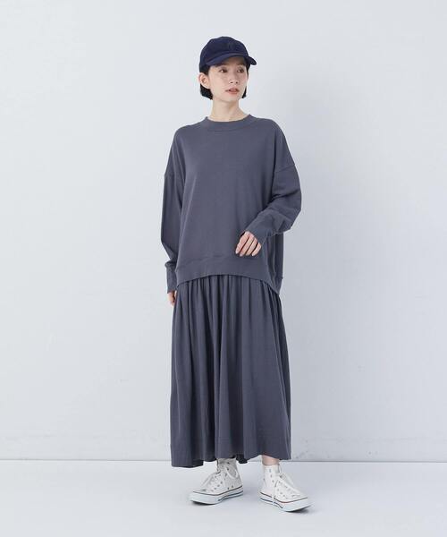 conges payes ADIEU TRISTESSE（コンジェ ペイエ アデュートリステス）の「ジャージコンビワンピース（ワンピース・レディース・チャコールグレー/アイボリー・FREE）」の10枚目の写真