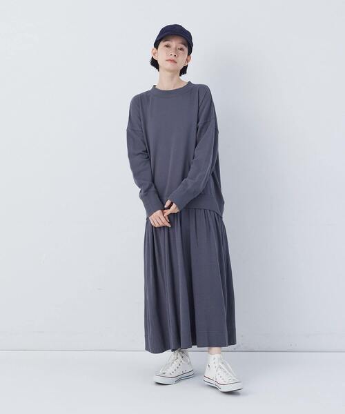 conges payes ADIEU TRISTESSE（コンジェ ペイエ アデュートリステス）の「ジャージコンビワンピース（ワンピース・レディース・チャコールグレー/アイボリー・FREE）」の13枚目の写真