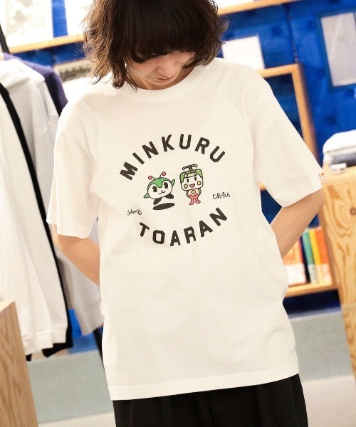 BEAMS JAPAN meets とえいろ / みんくる＆とあらん Tシャツ ホワイト