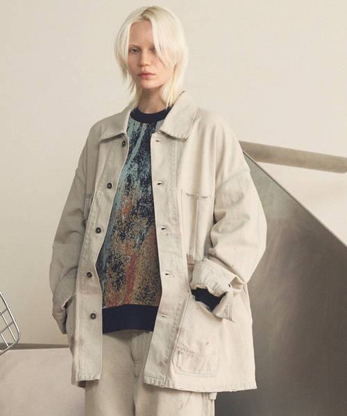 MAISON SPECIAL（メゾンスペシャル）の「《UNISEX》【Vintage Style Denim Fabric】Prime-Over Engineer Denim Jacket/【ヴィンテージスタイルデニム】プライムオーバーカバーオール【MAISON SPECIAL/メゾンスペシャル】■セットアップ対応■（デニムジャケット・メンズ・ブルー/ブラック/ホワイト・0/2/1）」の2枚目の写真