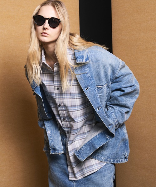 MAISON SPECIAL（メゾンスペシャル）の「《UNISEX》【Vintage Style Denim Fabric】Prime-Over Engineer Denim Jacket/【ヴィンテージスタイルデニム】プライムオーバーカバーオール【MAISON SPECIAL/メゾンスペシャル】■セットアップ対応■（デニムジャケット・メンズ・ブルー/ブラック/ホワイト・0/2/1）」の3枚目の写真