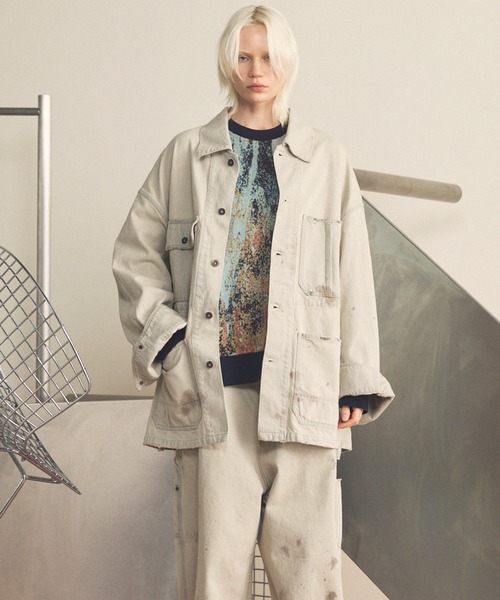 MAISON SPECIAL（メゾンスペシャル）の「《UNISEX》【Vintage Style Denim Fabric】Prime-Over Engineer Denim Jacket/【ヴィンテージスタイルデニム】プライムオーバーカバーオール【MAISON SPECIAL/メゾンスペシャル】■セットアップ対応■（デニムジャケット・メンズ・ブルー/ブラック/ホワイト・0/2/1）」の7枚目の写真