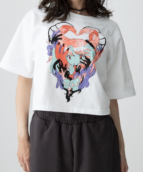 TXA（ティーエックスエー）の「田中かえ Cropped T-shirt（Tシャツ/カットソー・レディース・ホワイト・FREE）」の7枚目の写真