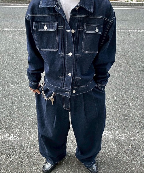 UNDERSTATEMENTs(アンダーステイトメント)の「【ユニセックス】2タックワイドカーブデニムパンツ(デニムパンツ・メンズ・インディゴブルー/ブラック・SMALL/MEDIUM/LARGE)」の17枚目の写真