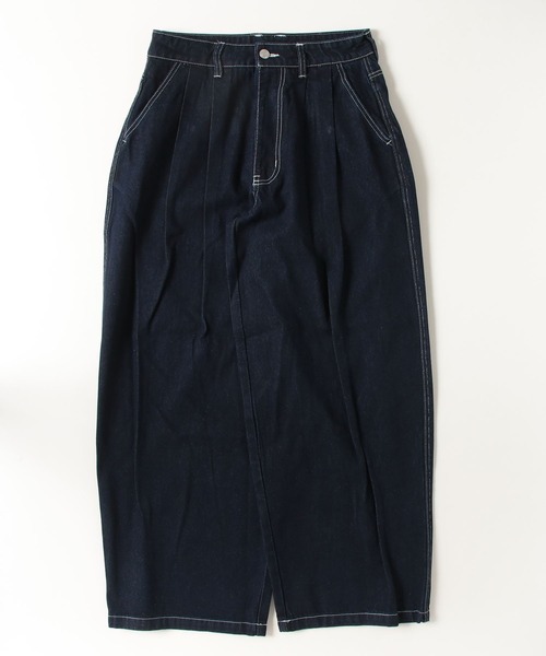 UNDERSTATEMENTs(アンダーステイトメント)の「【ユニセックス】2タックワイドカーブデニムパンツ(デニムパンツ・メンズ・インディゴブルー/ブラック・SMALL/MEDIUM/LARGE)」の4枚目の写真