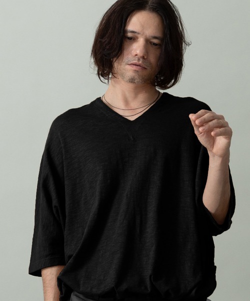 EGO TRIPPING（エゴトリッピング）の「mt10247- KITE V-NECK Ｖネックシャツ(666652)（Tシャツ/カットソー・メンズ・ブラック/ブラウン/キャメル/チャコール・48/46）」の11枚目の写真