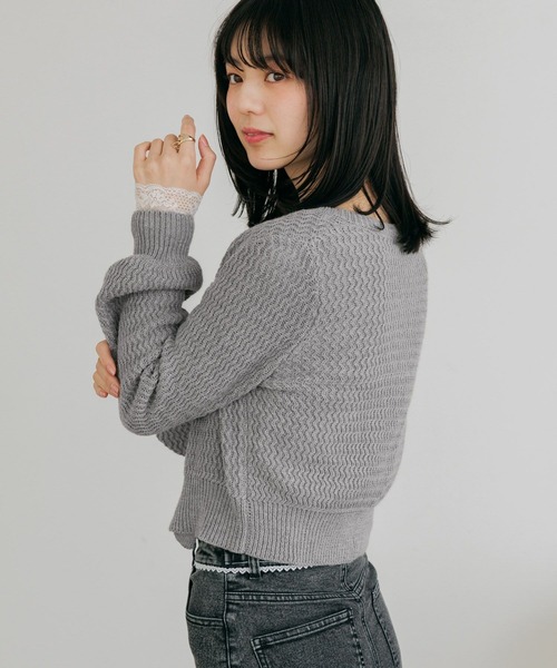 Heather（ヘザー）の「ツイードライクボタンカーディガン　664028（カーディガン/ボレロ・レディース・グレー/ブラック/アイボリー・FREE）」の10枚目の写真