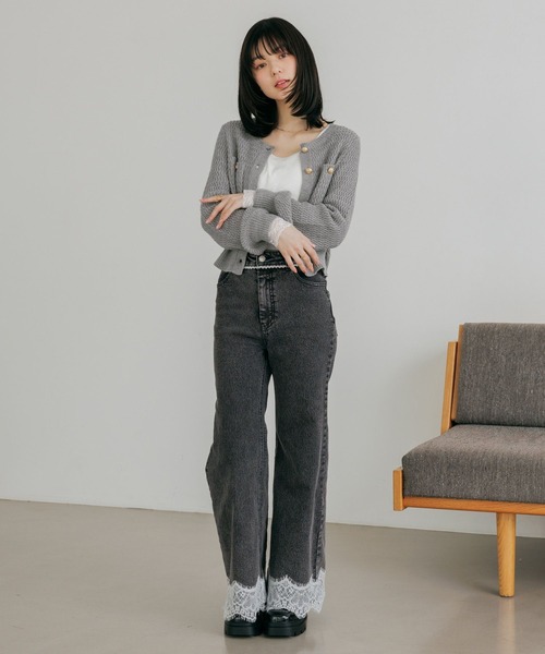 Heather（ヘザー）の「ツイードライクボタンカーディガン　664028（カーディガン/ボレロ・レディース・グレー/ブラック/アイボリー・FREE）」の12枚目の写真