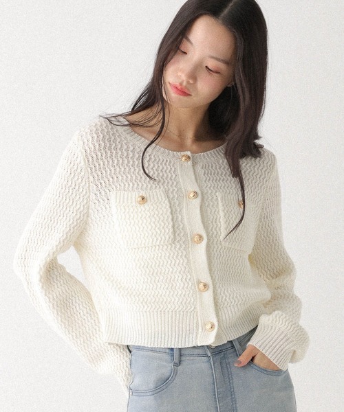 Heather（ヘザー）の「ツイードライクボタンカーディガン　664028（カーディガン/ボレロ・レディース・グレー/ブラック/アイボリー・FREE）」の22枚目の写真