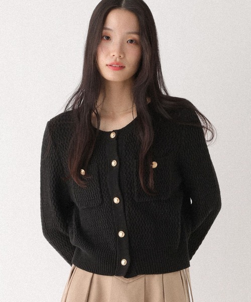 Heather（ヘザー）の「ツイードライクボタンカーディガン　664028（カーディガン/ボレロ・レディース・グレー/ブラック/アイボリー・FREE）」の14枚目の写真