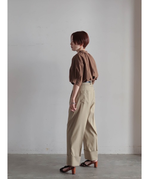 FIL DE FER(フィルデフェール)の「【予約】アソートミニチェック スタンドギャザーブラウス(シャツ/ブラウス・レディース・グレー/ブラウン・FREE)」の7枚目の写真