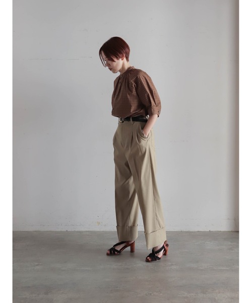 FIL DE FER(フィルデフェール)の「【予約】アソートミニチェック スタンドギャザーブラウス(シャツ/ブラウス・レディース・グレー/ブラウン・FREE)」の8枚目の写真