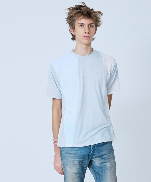 5351 POUR LES HOMMES（ゴーサンゴーイチプールオム）の「【パッチワーク】半袖 Tシャツ（Tシャツ/カットソー・メンズ・ライトグレー/ブラック・48/46/44/50）」の4枚目の写真