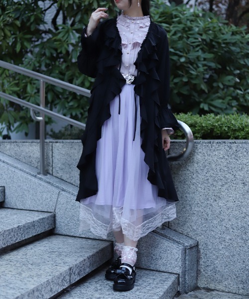 axes femme（アクシーズファム）の「ボリュームフリルガウン（カーディガン/ボレロ・レディース・ブラック/ホワイト/ピンク・FREE）」の2枚目の写真