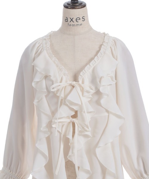 axes femme（アクシーズファム）の「ボリュームフリルガウン（カーディガン/ボレロ・レディース・ブラック/ホワイト/ピンク・FREE）」の22枚目の写真