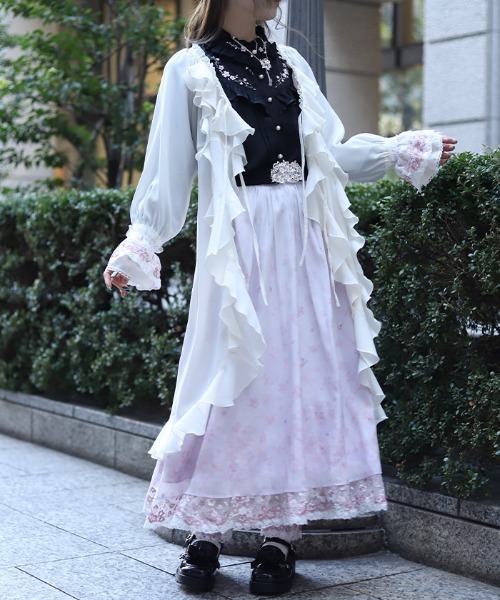 axes femme（アクシーズファム）の「ボリュームフリルガウン（カーディガン/ボレロ・レディース・ブラック/ホワイト/ピンク・FREE）」の4枚目の写真