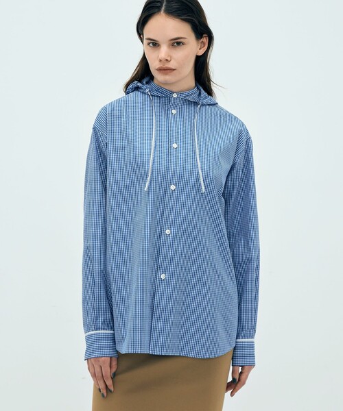 EDITION(エディション)の「edition pourell コットンチェック フーデッドシャツ(シャツ/ブラウス・レディース・ブルー系その他・34/36)」の3枚目の写真
