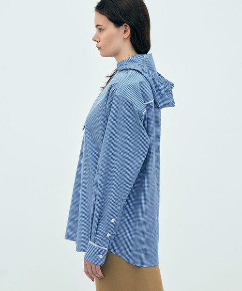 EDITION(エディション)の「edition pourell コットンチェック フーデッドシャツ(シャツ/ブラウス・レディース・ブルー系その他・34/36)」の4枚目の写真