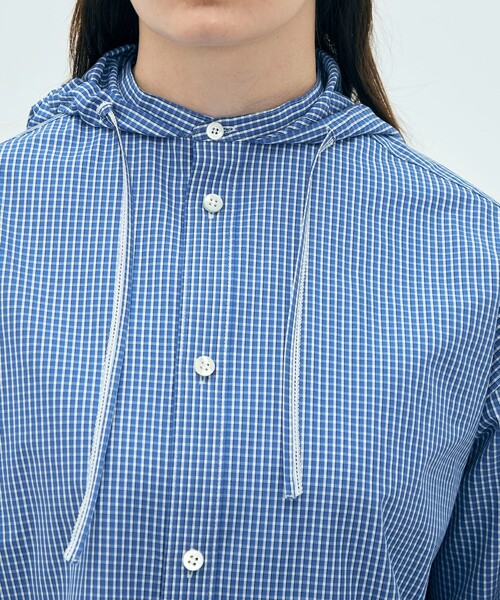 EDITION(エディション)の「edition pourell コットンチェック フーデッドシャツ(シャツ/ブラウス・レディース・ブルー系その他・34/36)」の6枚目の写真