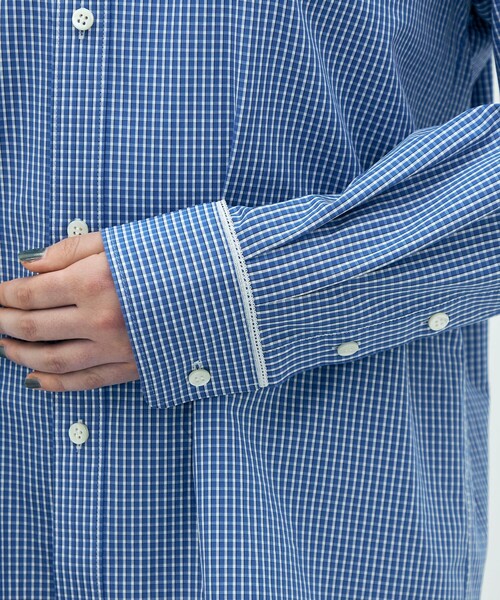 EDITION(エディション)の「edition pourell コットンチェック フーデッドシャツ(シャツ/ブラウス・レディース・ブルー系その他・34/36)」の7枚目の写真