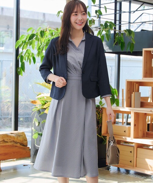 Tiaclasse(ティアクラッセ)の「カシュクールシャツワンピース(シャツワンピース・レディース・ネイビー/ネイビー系/ホワイト系・XXL/XL)」の21枚目の写真