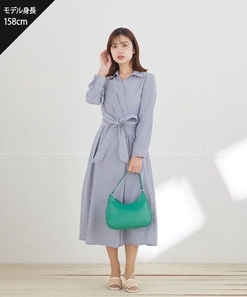Tiaclasse(ティアクラッセ)の「カシュクールシャツワンピース(シャツワンピース・レディース・ネイビー/ネイビー系/ホワイト系・XXL/XL)」の9枚目の写真