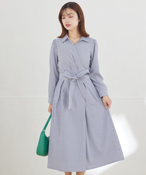 Tiaclasse(ティアクラッセ)の「カシュクールシャツワンピース(シャツワンピース・レディース・ネイビー/ネイビー系/ホワイト系・XXL/XL)」の11枚目の写真