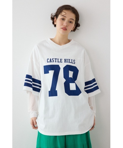 RODEO CROWNS WIDE BOWL(ロデオクラウンズワイドボウル)の「チュールレイヤードナンバートップス(その他トップス・レディース・ブラック/オフホワイト/ピンク・FREE)」の2枚目の写真