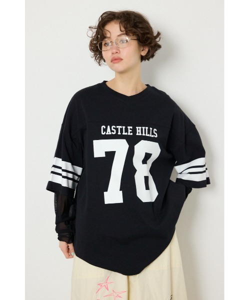 RODEO CROWNS WIDE BOWL(ロデオクラウンズワイドボウル)の「チュールレイヤードナンバートップス(その他トップス・レディース・ブラック/オフホワイト/ピンク・FREE)」の3枚目の写真