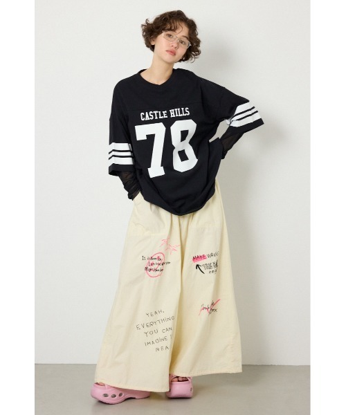 RODEO CROWNS WIDE BOWL(ロデオクラウンズワイドボウル)の「チュールレイヤードナンバートップス(その他トップス・レディース・ブラック/オフホワイト/ピンク・FREE)」の4枚目の写真