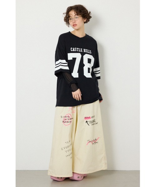 RODEO CROWNS WIDE BOWL(ロデオクラウンズワイドボウル)の「チュールレイヤードナンバートップス(その他トップス・レディース・ブラック/オフホワイト/ピンク・FREE)」の5枚目の写真