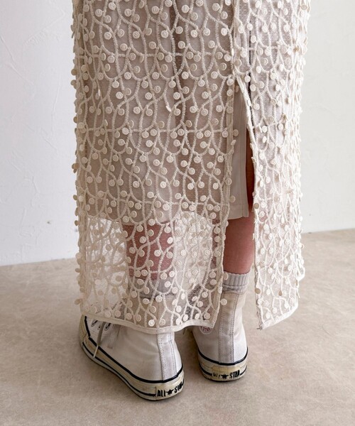 fredy emue(フレディエミュ)の「《セットアップ対応》フォーカスドット刺繍スカート(スカート・レディース・ブラック/オフホワイト・36/38)」の8枚目の写真