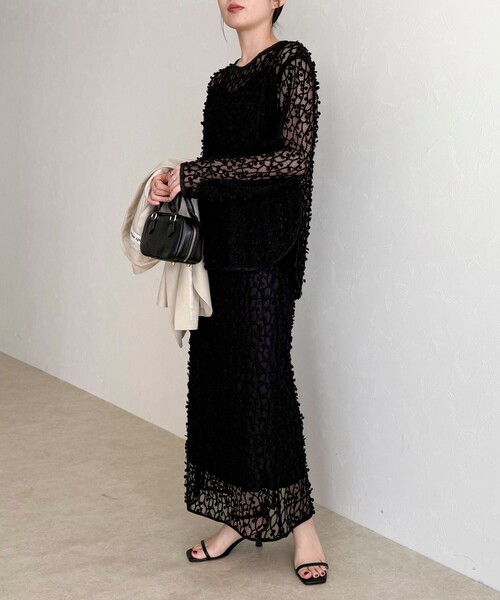 fredy emue(フレディエミュ)の「《セットアップ対応》フォーカスドット刺繍スカート(スカート・レディース・ブラック/オフホワイト・36/38)」の13枚目の写真