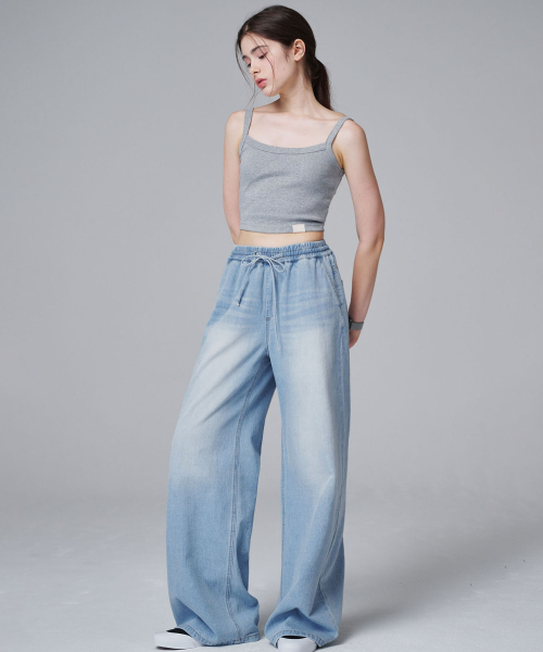MALOUPE（マロップ）の「9144 バンディングウォッシングデニム（インディゴ）（デニムパンツ・レディース・ダークネイビー・SMALL/MEDIUM）」の3枚目の写真