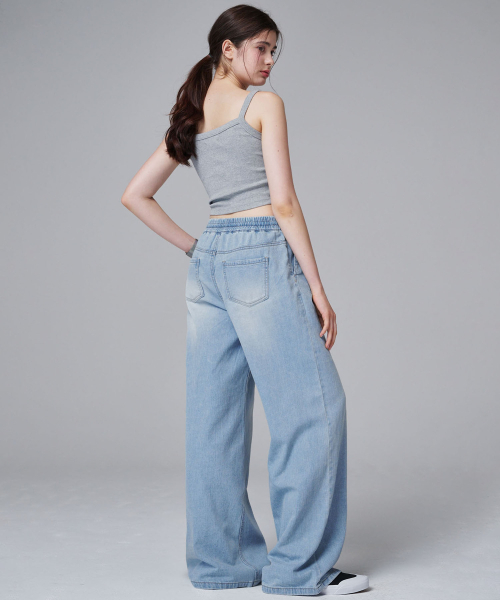 MALOUPE（マロップ）の「9144 バンディングウォッシングデニム（インディゴ）（デニムパンツ・レディース・ダークネイビー・SMALL/MEDIUM）」の5枚目の写真