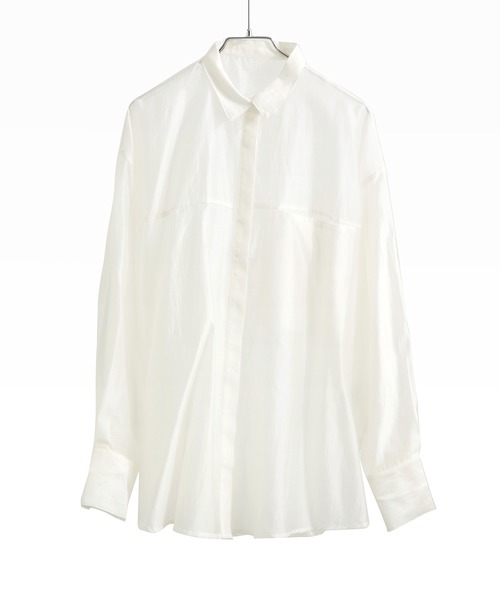 Fashion Letter(ファッションレター)の「ビッグサイズシルエット シアーシャツ(シャツ/ブラウス・レディース・ブラック/アイボリー/イエロー/ベージュ・M)」の11枚目の写真