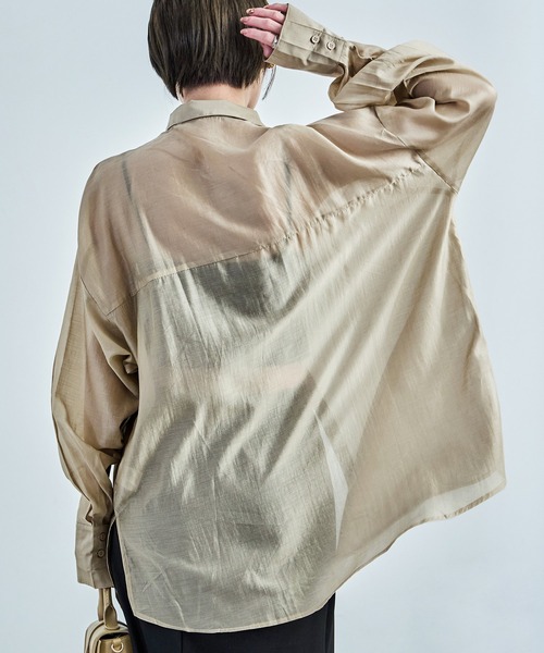 Fashion Letter(ファッションレター)の「ビッグサイズシルエット シアーシャツ(シャツ/ブラウス・レディース・ブラック/アイボリー/イエロー/ベージュ・M)」の17枚目の写真
