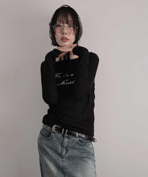 Ulysses(ユリシス)の「シアーロングスリーブロゴカットソー(Tシャツ/カットソー・レディース・グレー/ブラック/ホワイト・F)」の9枚目の写真