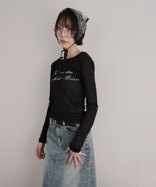 Ulysses(ユリシス)の「シアーロングスリーブロゴカットソー(Tシャツ/カットソー・レディース・グレー/ブラック/ホワイト・F)」の10枚目の写真