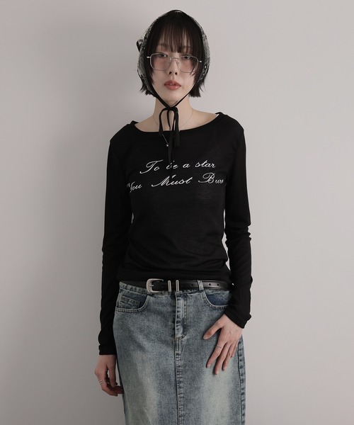 Ulysses(ユリシス)の「シアーロングスリーブロゴカットソー(Tシャツ/カットソー・レディース・グレー/ブラック/ホワイト・F)」の11枚目の写真