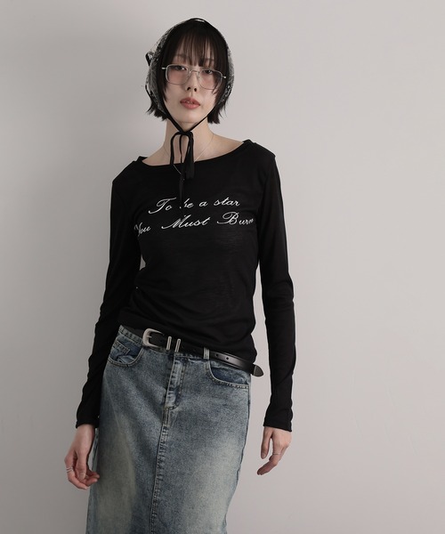 Ulysses(ユリシス)の「シアーロングスリーブロゴカットソー(Tシャツ/カットソー・レディース・グレー/ブラック/ホワイト・F)」の12枚目の写真
