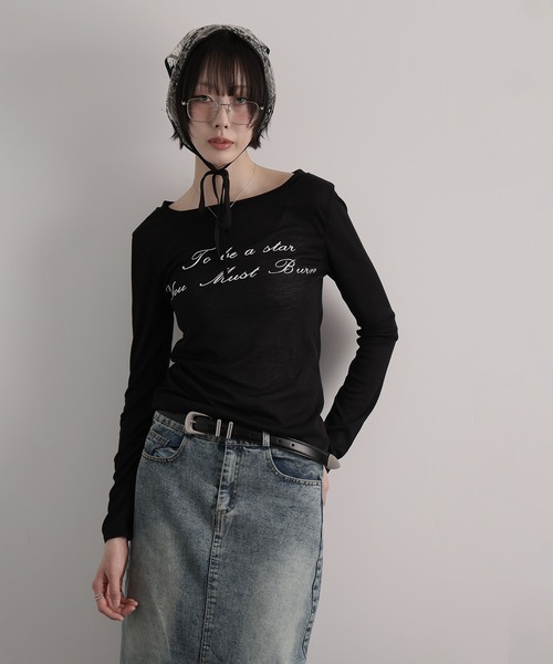 Ulysses(ユリシス)の「シアーロングスリーブロゴカットソー(Tシャツ/カットソー・レディース・グレー/ブラック/ホワイト・F)」の13枚目の写真