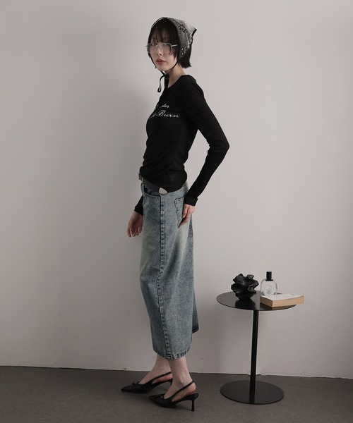 Ulysses(ユリシス)の「シアーロングスリーブロゴカットソー(Tシャツ/カットソー・レディース・グレー/ブラック/ホワイト・F)」の15枚目の写真