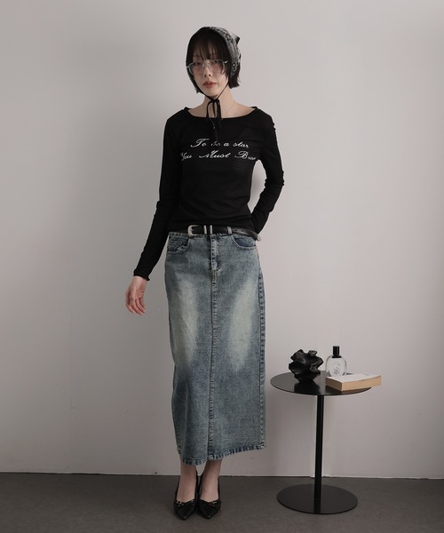 Ulysses(ユリシス)の「シアーロングスリーブロゴカットソー(Tシャツ/カットソー・レディース・グレー/ブラック/ホワイト・F)」の18枚目の写真