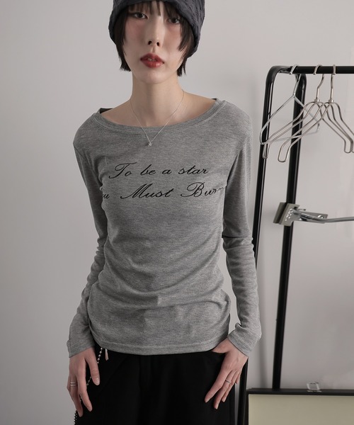 Ulysses(ユリシス)の「シアーロングスリーブロゴカットソー(Tシャツ/カットソー・レディース・グレー/ブラック/ホワイト・F)」の21枚目の写真