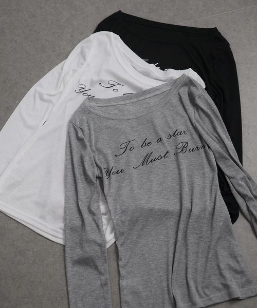 Ulysses(ユリシス)の「シアーロングスリーブロゴカットソー(Tシャツ/カットソー・レディース・グレー/ブラック/ホワイト・F)」の7枚目の写真