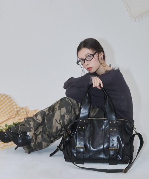 ENVYM(アンビー)の「レースシアーVネックトップス(Tシャツ/カットソー・レディース・ピンク/ホワイト/チャコールグレー・FREE)」の14枚目の写真